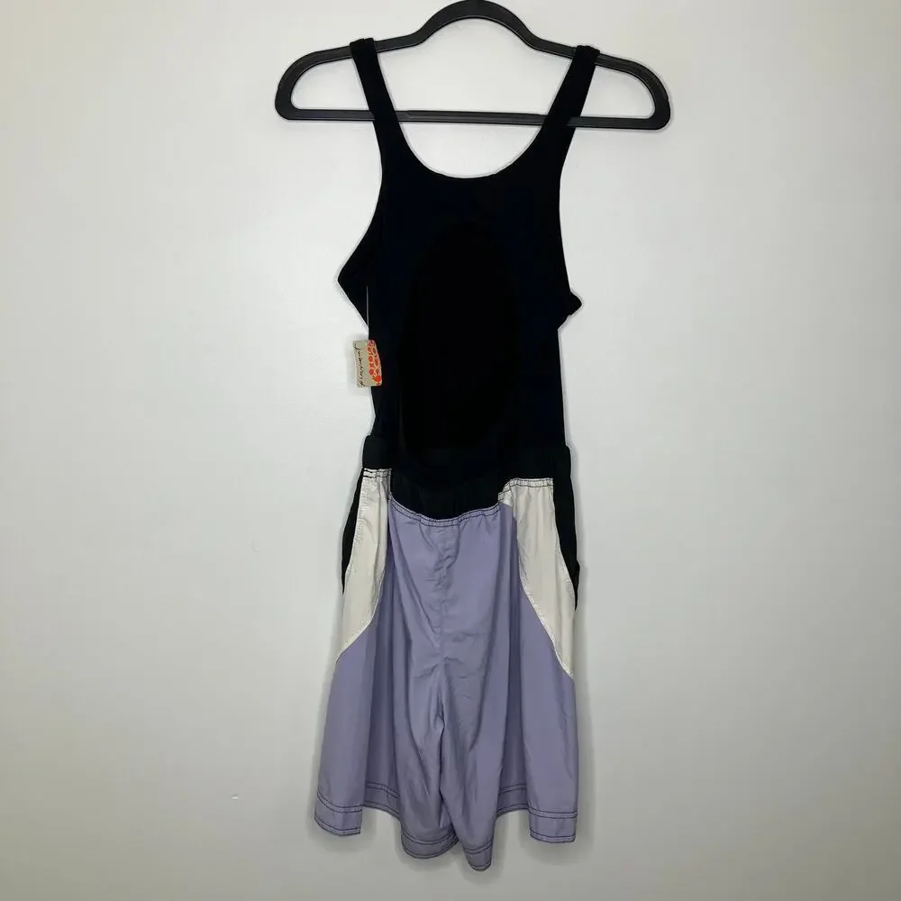 NWT FREE PEOPLE MOVEMENT Double Bounce Onesie Black Combo Purple Small - Picture 3 of 5
